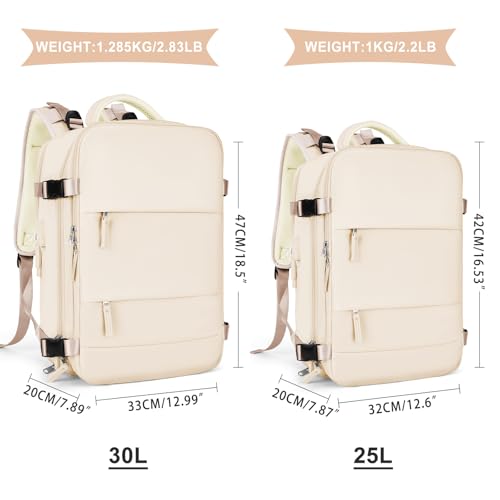 Mochila de Viaje Grande Casual Impermeable 30L Beige miniatura 3
