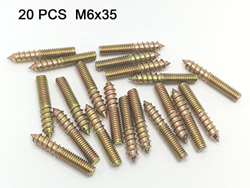 Image of Hanger Bolt M6x35 Double Headed Bolt Self-Tapping Screw for Furniture 20Pcs