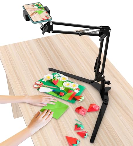2024 Newest Overhead Phone Mount with Holder, Phone Stand for Recording, Adjustable Tabletop Stand for Live Streaming Online Video and Food Crafting Demo Drawing Sketching 2024 Newest Overhead Phone Mount with Holder, Phone Stand for Recording, Adjustable Tabletop Stand for Live Streaming Online Video and Food Crafting Demo Drawing Sketching