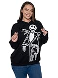 Disney Sudadera con capucha para mujer con bolsillos laterales Jack Skellington, Large