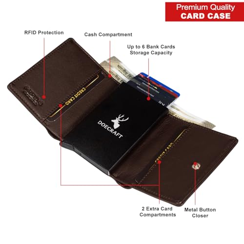 Image of Men's Genuine Leather RFID Wallet | Premium Slim Red Wallet for Men with Deer 3D Print | 8 Card Slots Secure and Durable Design |Casual Stylish | Formal & Gifting Use, Brown and Black