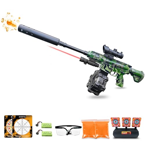 Comparativas de Pistola bolas los 10 mejores. 30 SHOOTIX Pistola de Gel Eléctrica Drumer M416 Automatica de Juguete, Premium, con 20,000 Bolas de Gel y Gafas Protectoras, Recargable, Nueva Tecnologia (Verde)