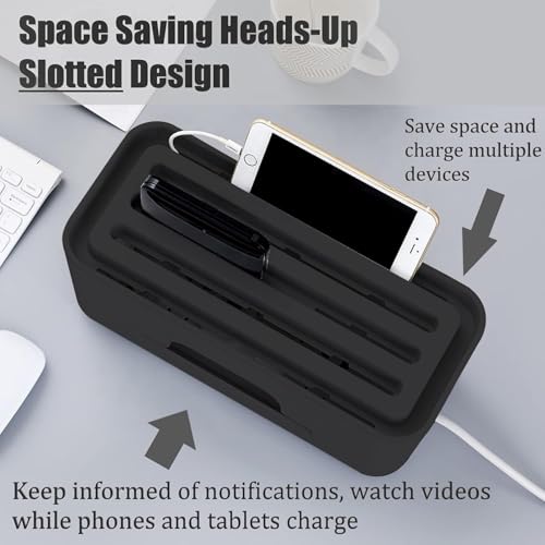 Image of Xacton Large Cable Management Box with Lid | Cord Organizer Box for Power Strip, Extension Board & Charging Station, Home, Office & Desk | Cable Concealer for TV, Computer & Electronics - Black