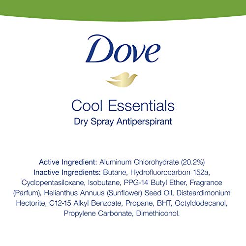 Dove Advanced Care Dry Spray Antiperspirant Deodorant For Women, Cool Essentials, For 48 Hour Protection & Soft, Comfortable Underarms, Green Tea, 3.8 Ounce (Pack Of 4) #TOP3