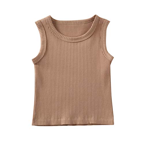 BWANY Newborn Baby Boys Girl Tank Tops Knit Solid Sleeveless Tees T Shirts Vest Tops Toddler Girls Boys Clothes (Khaki, 2-3T)