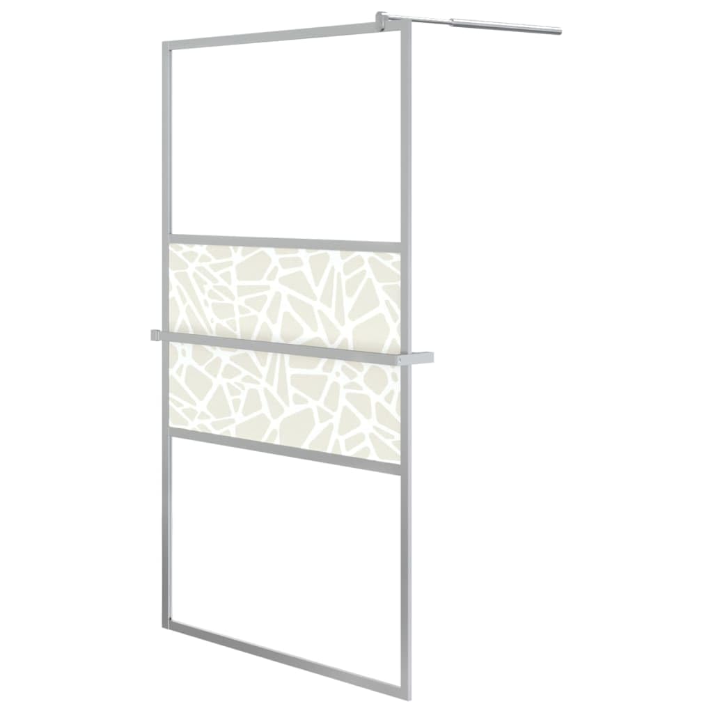 LAPOOH Mampara Ducha con Estante Vidrio ESG Aluminio Cromado 115x195cm, Mampara Bañera, Mampara Baño Ducha, Cabina De Ducha, Mampara Baño
