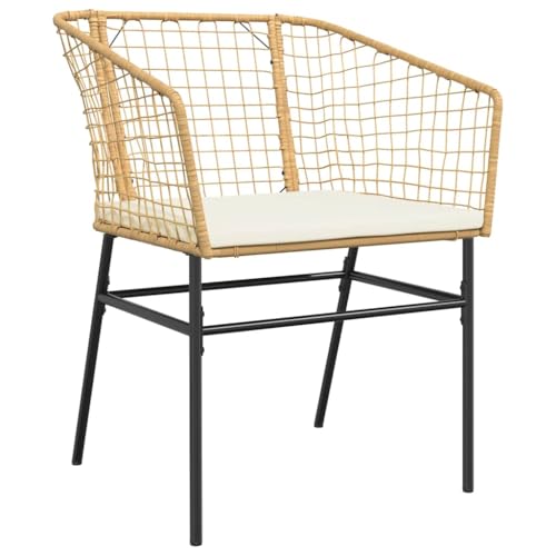 Table de jardin 5pcs poly rotin marron avec 4 chaises confortables et coussins - 8