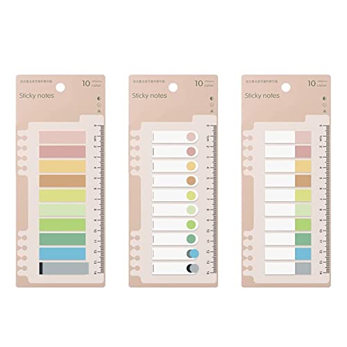 DEZIINESticky Tabs Morandi Color Sticky 600pcs Index Tabs Sticky Notes with Ruler Color Sticky Tabs for Notebook, Books, PET Material Page Tabs Sticky Flags File Index Tabs Office Stationery