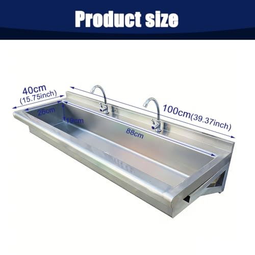 Fregadero de acero inoxidable de pared con grifo y drenaje para lavabo multiestación 3