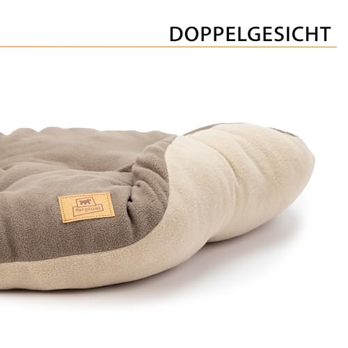 Ferplast Hundebett Katzenbett Huindekissen Relax Microfleece 45/2 Wattiertes Weiches Microfleece Waschbar Taupe