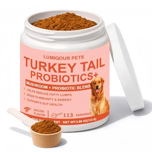 Lumiqour Turkey Tail for Dogs Turkey Tail Mushroom for Dogs Mushroom Supplement Powder Support Your Mature Dogs Immunity Gut Skin & Coat - 113 Scoops