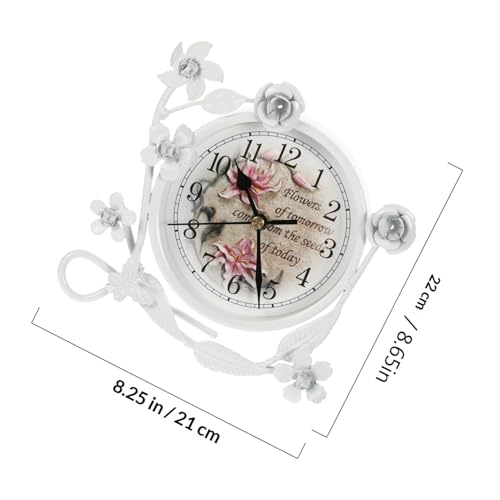 Reloj de mesa retro silencioso HANABASS estilo europeo de hierro blanco y vidrio 3