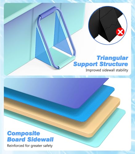 Image of MoKo Foldable Pool, Portable Above Ground Non-Inflatable Swimming Pool for Adults & Kids, Outdoor Portable Kiddie Pools for Garden Backyard Dogs, 59 inch x 45 inch x 17 inch, Glacial Blue