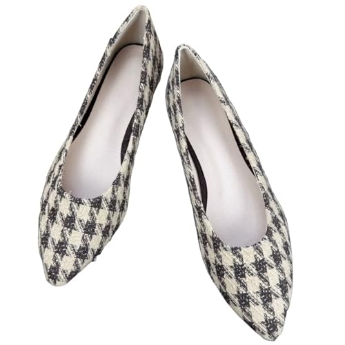 HuangTaiJi Qing Women's Classic Shallow Mouth Pointed Toe Ballet Flat Shoes for Casual Office Comfort Slip On Walking Flat Women's Shoes