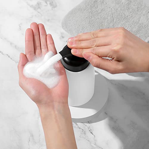 Image of Foaming Hand Soap Dispenser Ceramic Jar Foam Dish Soap Dispenser for Bathroom and Kitchen Sink, Liquid Pump Bottle for Shampoo, Body Wash, Hand Soap, White