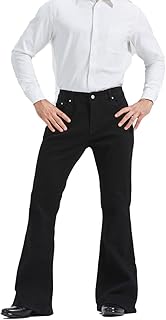 Men's Relaxed Vintage 60s 70s Bell Bottom Stretch Fit Classic Comfort Flared Flares Retro Leg Disco Denim Jeans Pants