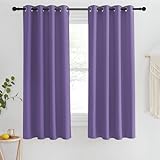 NICETOWN Blackout Short Curtain 63 inches Long for Windows, Thermal Insulated Curtain Grommet Room Darkening Window Treatment for Bedroom/Living Room, 1 Panel, W46 x L63, Lilac Purple