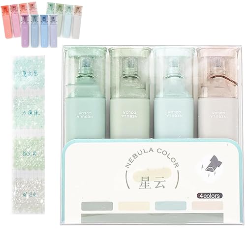 Nebula Color Glitter Highlighter, Glitter Highlighter Pen, Glitter Highlighter Marker, Multifunctional Flash Pen for Sparkling Note Taking Diary (Bubble Nebula)