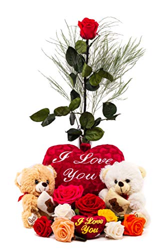 Rosen-Te-Amo | rosa eterna profumata pesca con stelo e biglietto auguri scaricabile in scatola regalo dal design raffinato|| Rose stabilizzate vere | idee regalo donna o regalo mamma - Image 7