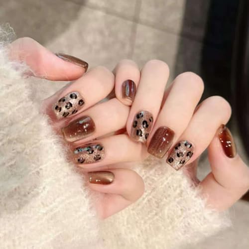 24個のピグリングフルカバー偽の爪爪にエレガントな棒猫猫のアイスプリント人工爪