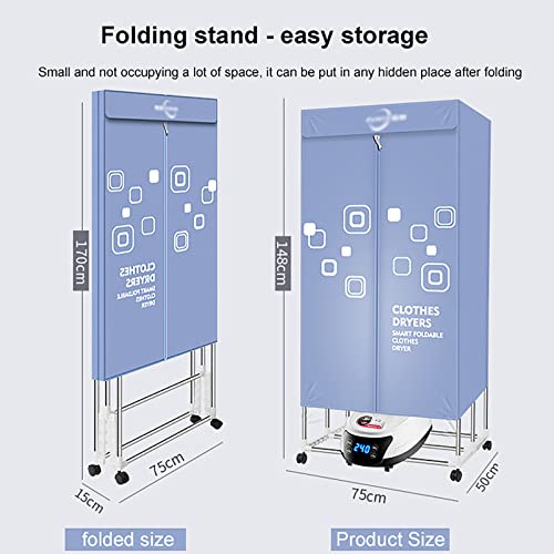 Secador PortáTil, Secador De Roupas De 1500W - 58 Polegadas, Cabide EléTrico DobráVel De 2 Camadas,