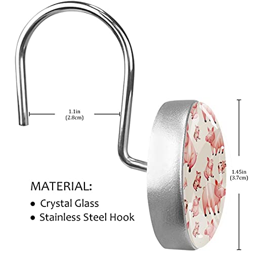 Crochets pour rideau de douche anti-rouille motif cochon rose pack de 12 - 4