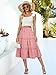 Berydress Women Beach Fashion Pink Skirt with Pockets High Waisted Aline Tiered Ruffle Casual Summer Flowy Boho Midi Skirts(L,6280-Pink Flo)