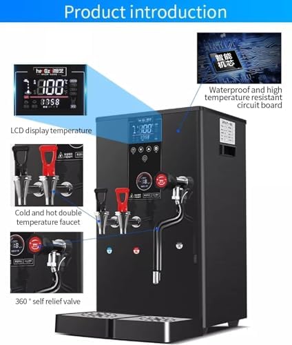 Commercial Electric Milk Frother, Professional Steam Stainless Steel with LED Control, High Temp Protection for Coffee, Milk, Bubble Tea,Black