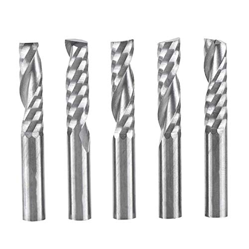 Hartmetall Silber einzelne Flöte Schaftfräser 5PCS - 6mm Schaft Spiralschneider CNC-Fräser