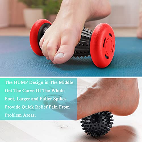 Hofason Foot Roller Massage Ball For Plantar Fasciitis Relief, Foot Arch Pain, Myofascial Pain And Body Muscle Pain, Foot Massager Reflexology Tool, 1 Foot Massage Roller & 2 Spiky Balls (Black Red) #TOP3