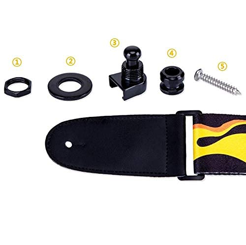 C Cltein Guitar Strap Lock Set, Heavy Duty Metal Button Straplock Hold Tight With Easy Remove Screw,2 Pack (Black) #TOP2