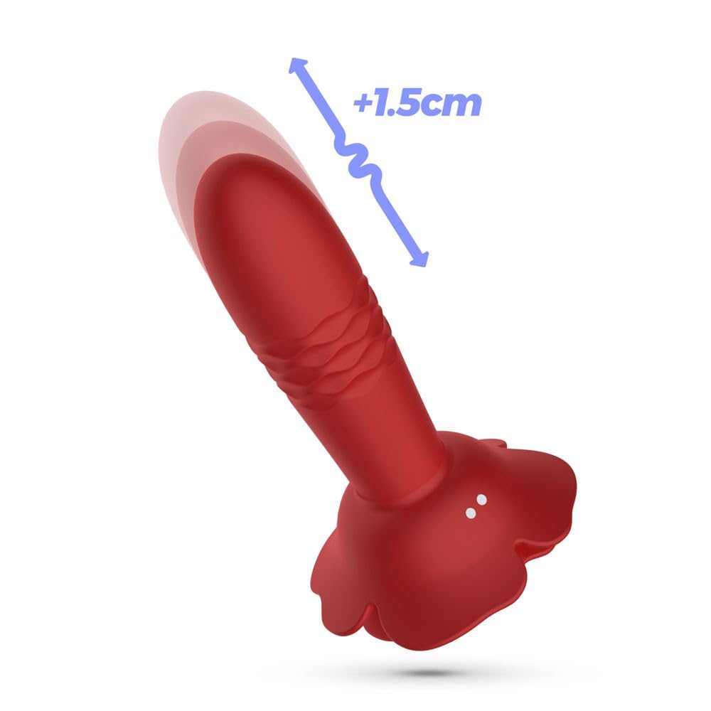 Stimolatore anale prostatico rosa rossa vibratore in silicone con telecomando e funzione di spinta ricaricabile USB