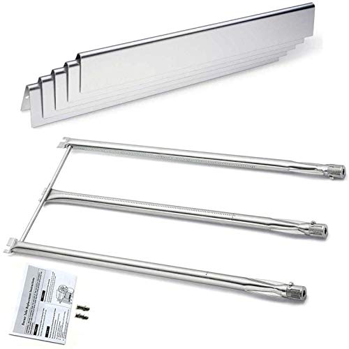 Hisencn Grill Parts Replacement for Weber Spirit 310 E310, Genesis Silver B C, Genesis Platinum B & C, Weber 900 (with Side Control Knobs), Stainless Steel Burner, Flavorizer bar