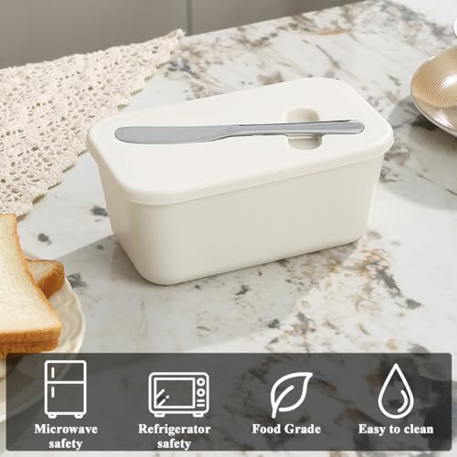 Butter Dish with Lid for Countertop and Refrigerator Door Shelf, ReaNea Plastic Butter Holder Tray Container with Butter Knife, Easy Scoop Dishwasher Safe - Image 6