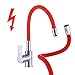 Produktbild ATCO® Niederdruck Spültischarmatur FLAMINGO flexibler Auslauf Küchenarmatur Einhandmischer Wasserhahn Armatur Küche Spüle Spültisch Chrom-rot