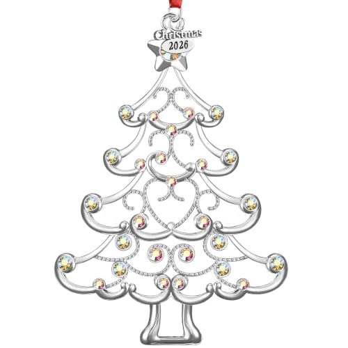 Image of Christmas Ornaments 2026 Decorations for Christmas Tree, Metal Hanging Rhinestones Christmas Tree Decorations Indoor, Glitter Crafts Xmas Decors Annual Keepsake Gifts for Family Friends Holidays Home