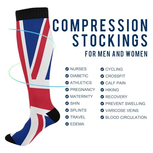 Image of Compression Socks for Men Women Colorful Knee High Socks Support for Athletic Sport Running Hiking Fitness