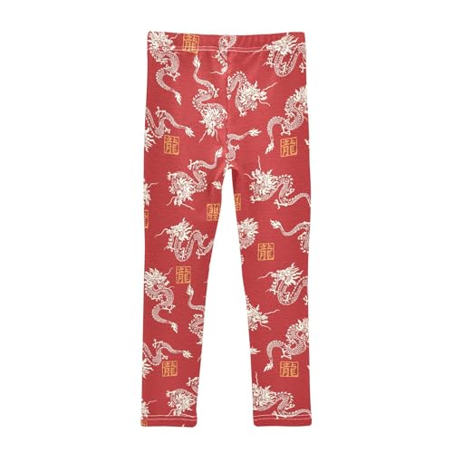Traditional Dragons Girls Leggings,Workout Leggings for Girls Toddler Athletic Leggings Size for 3-10T2