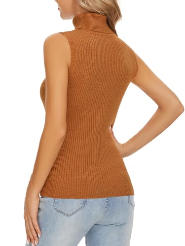 Image of Sleeveless Turtlenecks Tops for Women Slim Fit Knit Sleeveless Vest