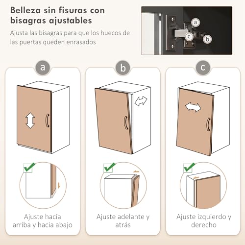 HOMCOM Alacena de Cocina Alta, Mueble Auxiliar de Cocina, con 5 Puertas, Estante Ajustable, Cajón, Encimera Abierta de Microondas, Orificio para Cable, 100x40x180 cm, para Comedor, Salón, Gris - imagen 6