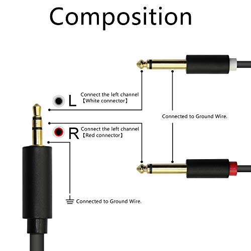 Cable de audio 3.5mm a dual 6.35mm 1.5 m miniatura 4