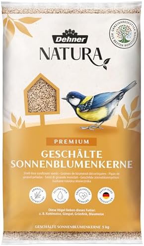 Dehner Natura Premium Wildvogelfutter, Sonnenblumenkerne schalenfrei, 5 kg | Ganzjahresfutter proteinreich / energiereich, hochwertiges Vogelfutter für Wildvögel