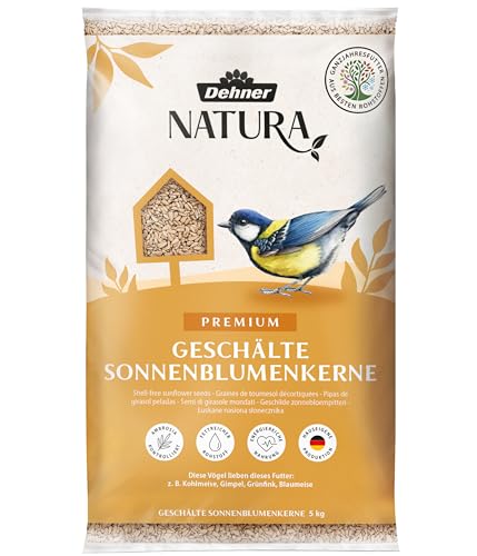 Dehner Natura Premium Nourriture pour Oiseaux Sauvages, graines de Tournesol décortiquées, en Seau, 5 kg