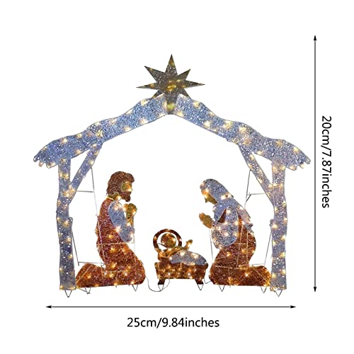 Tomppy Easter Decorations Lighted Outdoor Nativity Scene Easter Holy Family Nativity Scene Set With Fairy String Lights Diy Nativity Scene Set Metal Stake Yard Signs For Patio Lawn (A) #TOP6