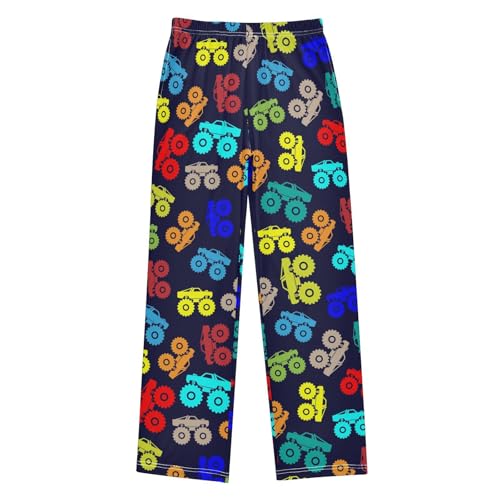 Boys' Pants Multicolor Monster Truck Dark Blue Long Bottoms Jogger Pants Elastic Waist Trousers with Pockets S-XL