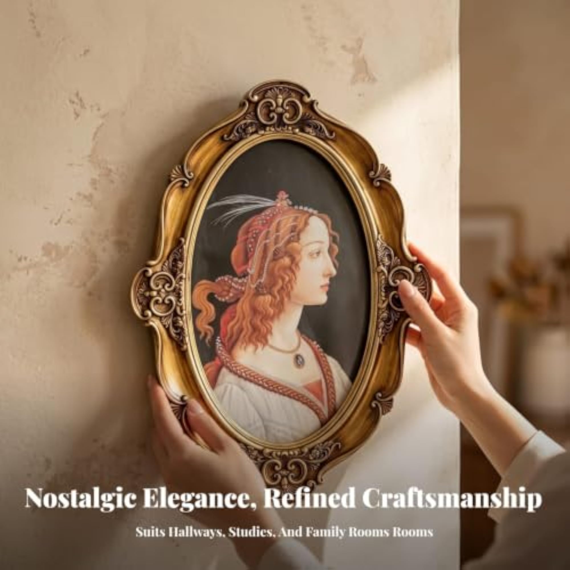 Decorative Oval Photo Frame with Glass