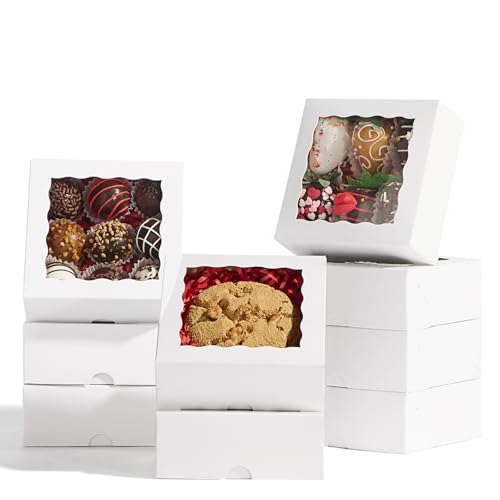 50 Pcs Bakery Boxes with Window 5x5x2 Inches