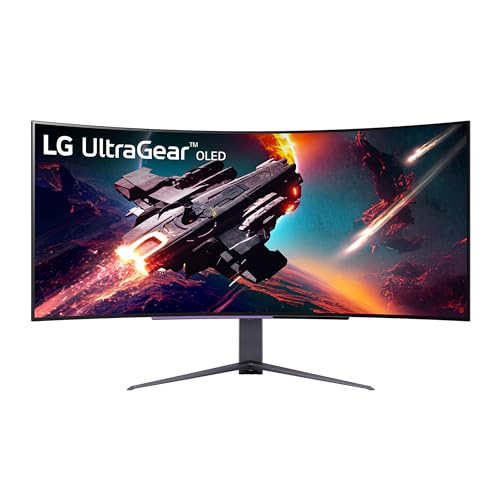 LG Electronics 45GS96QB-B.AEU Curved UltraGear OLED Gaming Monitor 45", 3440 x 1440, 21:9, 0,03 ms GtG, 240 Hz, 98% DCI-P3, HDR400 TRUE BLACK, NVIDIA G-Sync Compatible, AMD FreeSync Pre. Pro - Schwarz