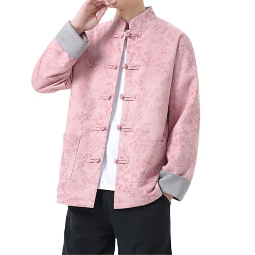 Veste chinoise homme à col montant et boutons grenouille imprimée