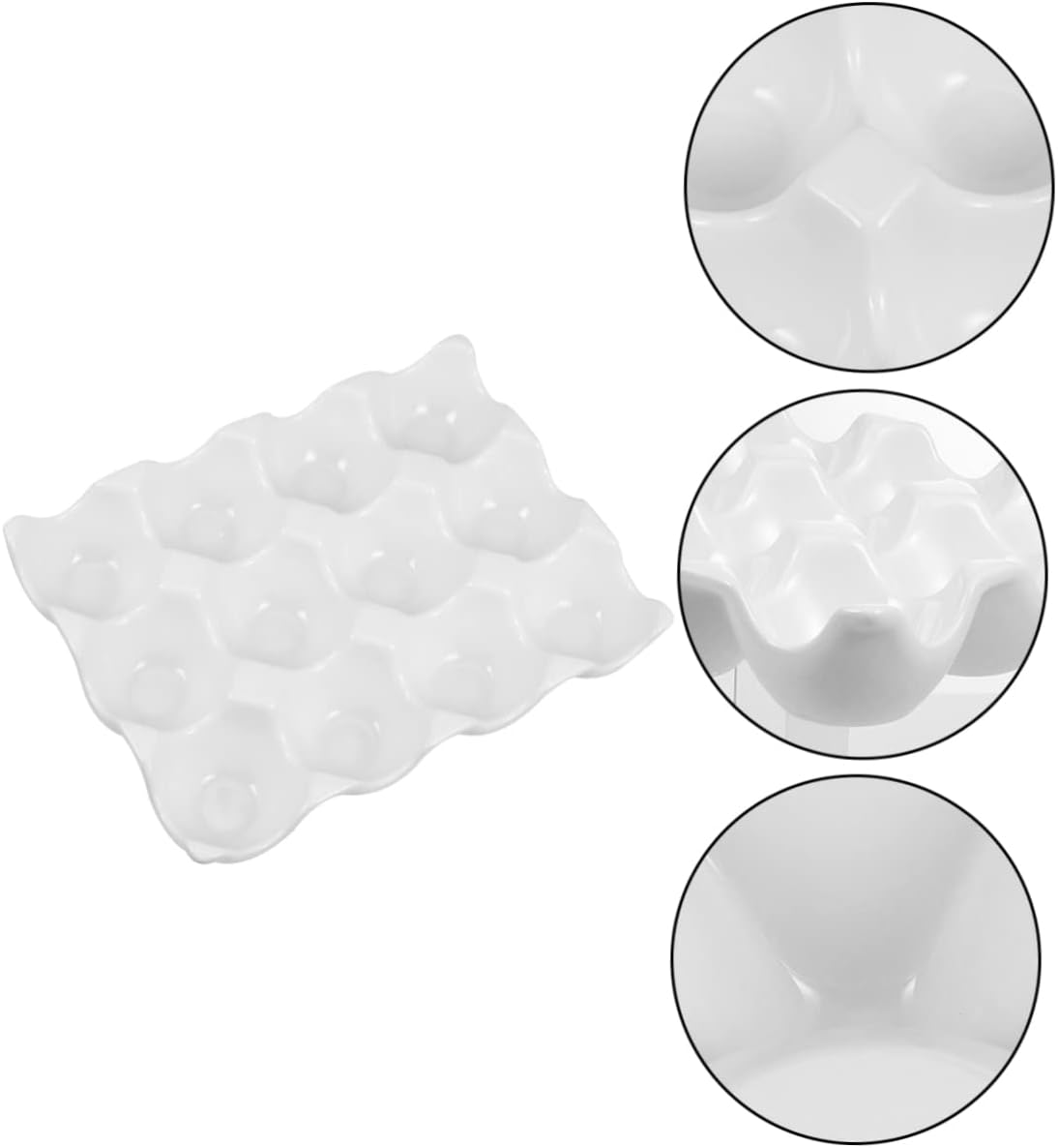 LIFKOME Hotel Quality Ceramic Egg Holder 12 Grids Egg Tray Refrigerator Fridge